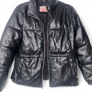 Levi's black faux leather bubble puffer jacket